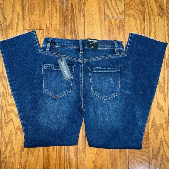 NWT Blank NYC The Madison High Rise Crop Dark Wash Jeans Raw Hem Size 25 - Picture 11 of 12